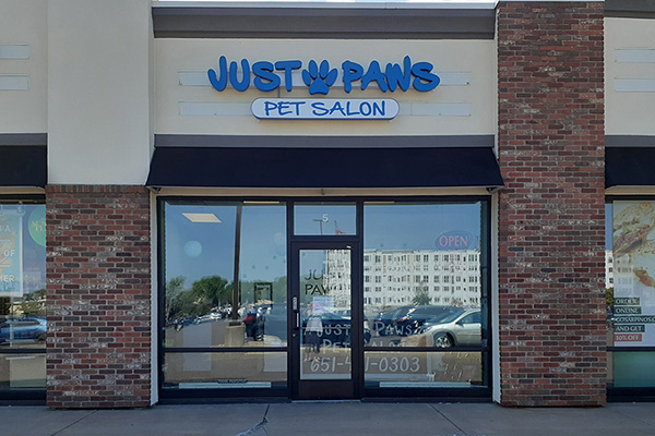 Exterior of the Just Paws Pet Salon